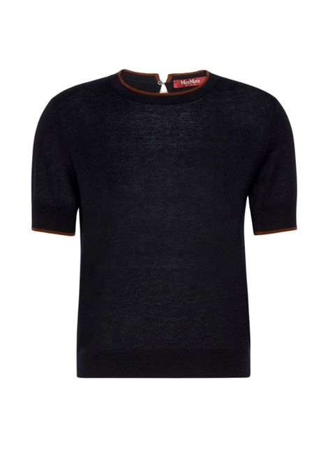 Max Mara Studio Women's MSTAGENDA Navy Blue Silk and Wool Short-Sleeve Knit Max Mara Studio |  | 2626366081600014